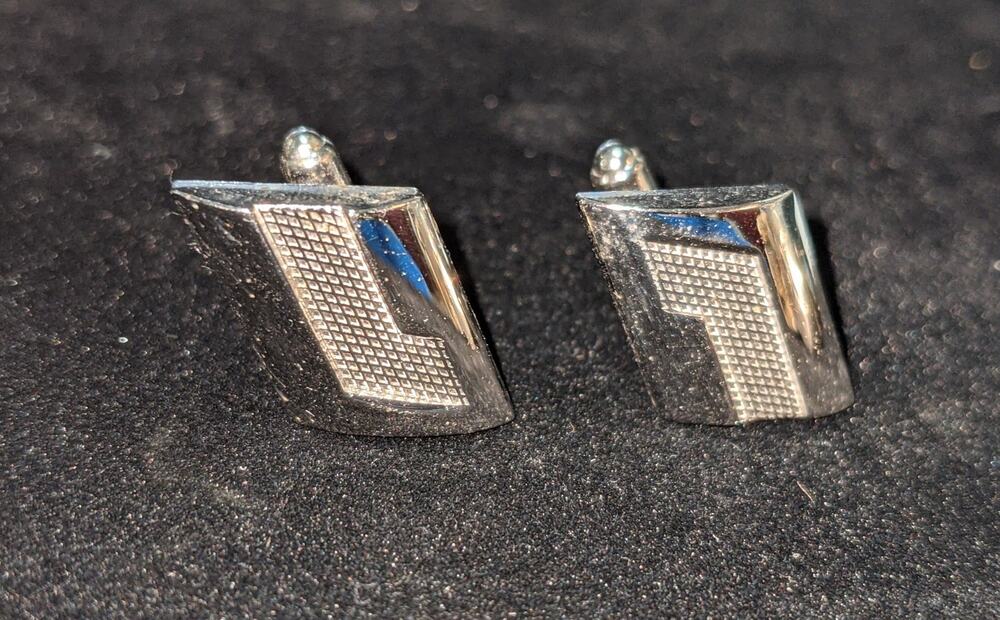 Speidel Vintage Men's Cufflinks Silver Color Metal Textured 1 Pattern